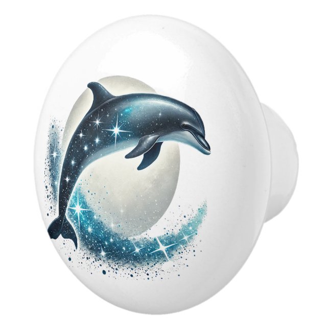 Cute tropical beach house dolphins  ceramic knob (Right)