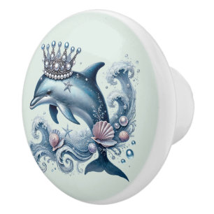 Cute tropical beach house dolphins ceramic knob