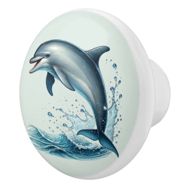 Cute tropical beach house dolphins  ceramic knob (Right)