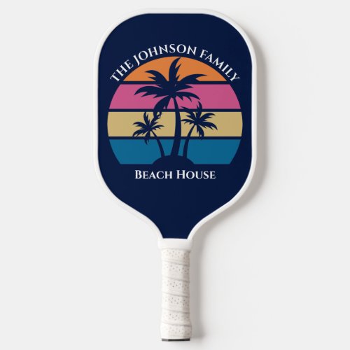 Cute Tropical Beach Palm Tree Custom Beach House Pickleball Paddle