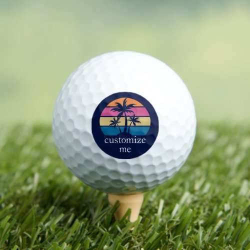 Cute Tropical Beach Palm Tree Personalized Golf Balls