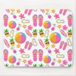 Cute Tropical Beach Pink Yellow Mouse Pad Mat 