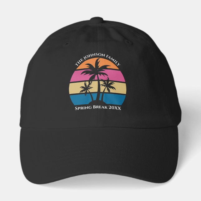 Cute Tropical Beach Sunset Custom Vacation Hat (Front)