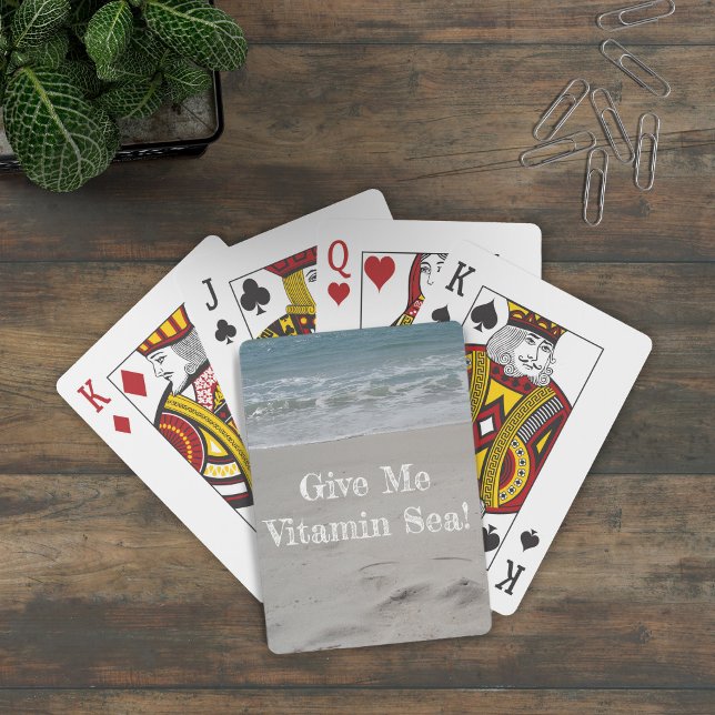 Cute Tropical Beach Waves Sand Vitamin Sea Quote Poker Cards (Creator Uploaded)