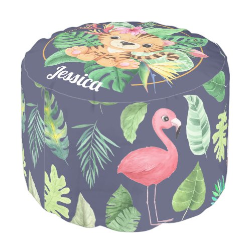 Cute tropical birds exotic baby animal custom name pouf