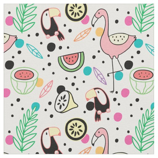 Cute Tropical Birds Fabric
