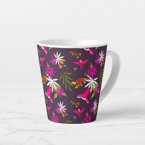 Cute Tropical Birds Pink Purple Latte Mug