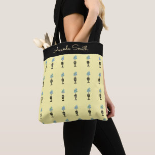 Cute Tropical Blue Flowers Plant Tote Bag