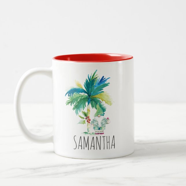 Cute Tropical Christmas Coffee Mugs (Left)