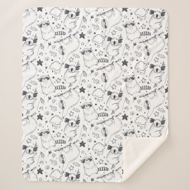 Cute Tropical Christmas Sherpa Blanket (Front)