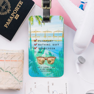 Cute Tropical Destination Checklist Luggage Tag