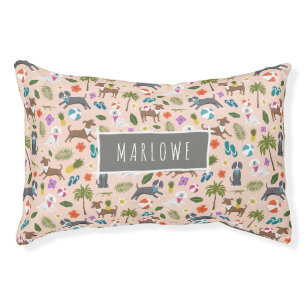 Cute Tropical Dog Pattern Personalized   Peach Pet Bed