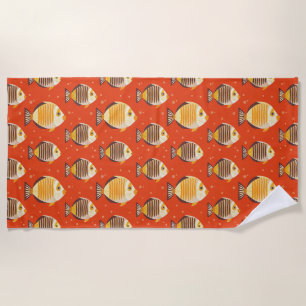 Cute Tropical Fish Pattern Beach Towel
