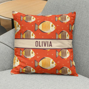 Cute Tropical Fish Pattern Throw Pillow