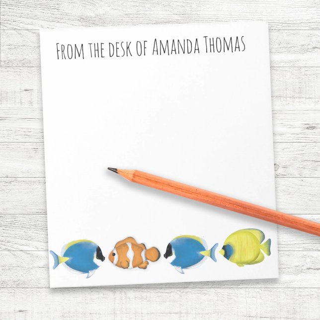 Cute Tropical Fish Personalized Notepad (Tropical Fish Personalized Notebook.)