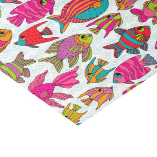 Cute Tropical Fish Pink Turquoise Green Pattern Tissue Paper | Zazzle