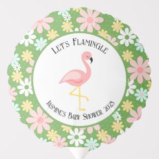 Cute Tropical Flamingo and Retro Daisy Flower  Balloon