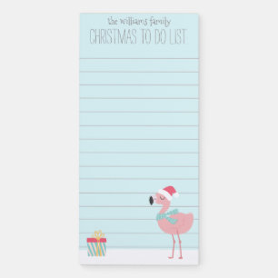 Cute Tropical Flamingo - Christmas To Do List Magnetic Notepad