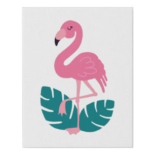 Cute Tropical Flamingo Faux Canvas Print