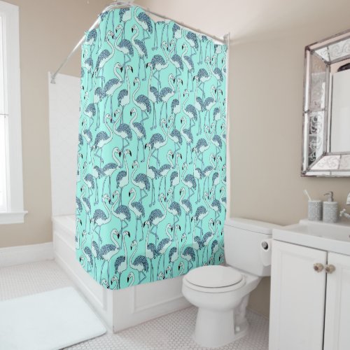 Cute Tropical Flamingo Pattern Shower Curtain