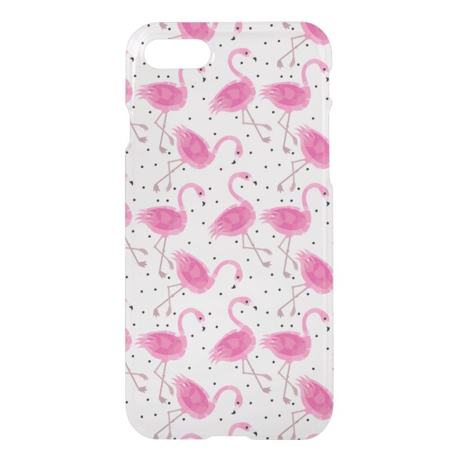 Cute Tropical Flamingo Polka Dot Pattern Uncommon iPhone Case (Back)