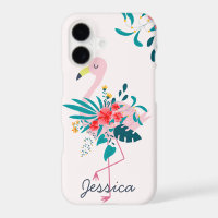 Cute Tropical Floral Flamingo