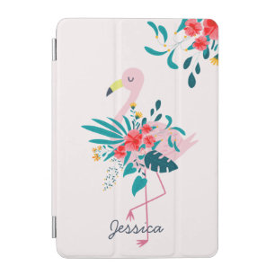 Cute Tropical Floral Flamingo Personalised iPad Mini Cover