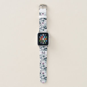 Cute tropical floral monogram personalized name apple watch band