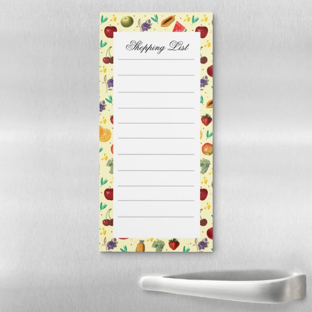 Cute Tropical Fruit And Vegetable Custom Lined To  Magnetic Notepad (In Situ)