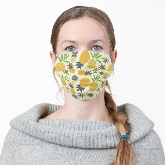 Cute Tropical Fruit Pineapple Adult Cloth Face Mask (Worn)