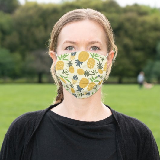 Cute Tropical Fruit Pineapple Adult Cloth Face Mask (Outside)