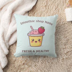 Cute Tropical Fruit Smoothies Fruit Kitchen shop Throw Pillow