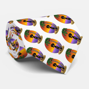 Cute Tropical Island Beach Dachshund (black & tan) Neck Tie