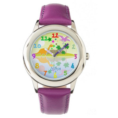 Cute Tropical Island Dinosaurs Watch