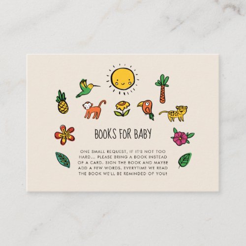Cute tropical jungle Baby shower Books for Baby Enclosure Card