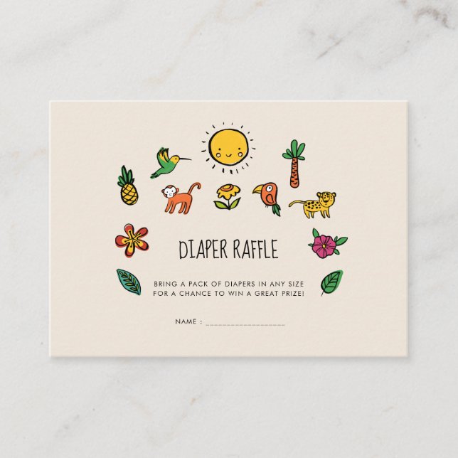 Cute tropical jungle Baby shower diaper raffle Enclosure Card (Front)