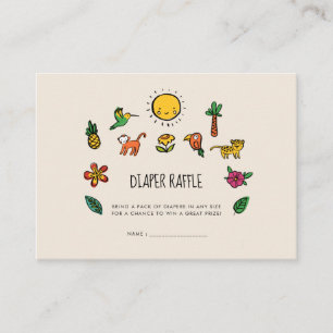Cute tropical jungle Baby shower diaper raffle Enclosure Card