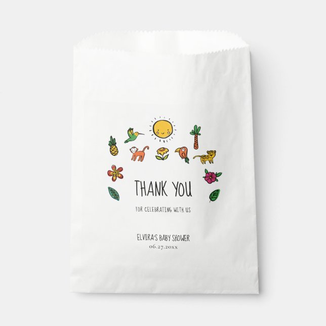 Cute tropical jungle Baby shower Favor Bag (Front)