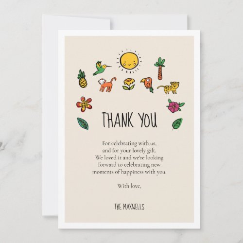 Cute tropical jungle Baby shower Thank You Card