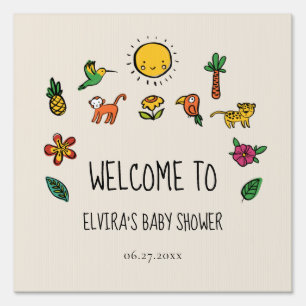 Cute tropical jungle Baby shower welcome Sign