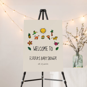 Cute Tropical Jungle Baby Shower Welcome Sign
