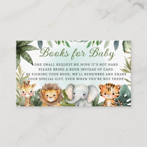 Cute Tropical Jungle Safari Animals Books for Baby Enclosure Card