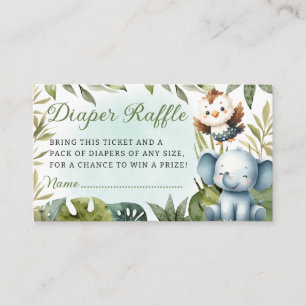 Cute Tropical Jungle Safari Animals Diaper Raffle Enclosure Card