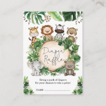 Cute Tropical Jungle Safari Animals Diaper Raffle Enclosure Card