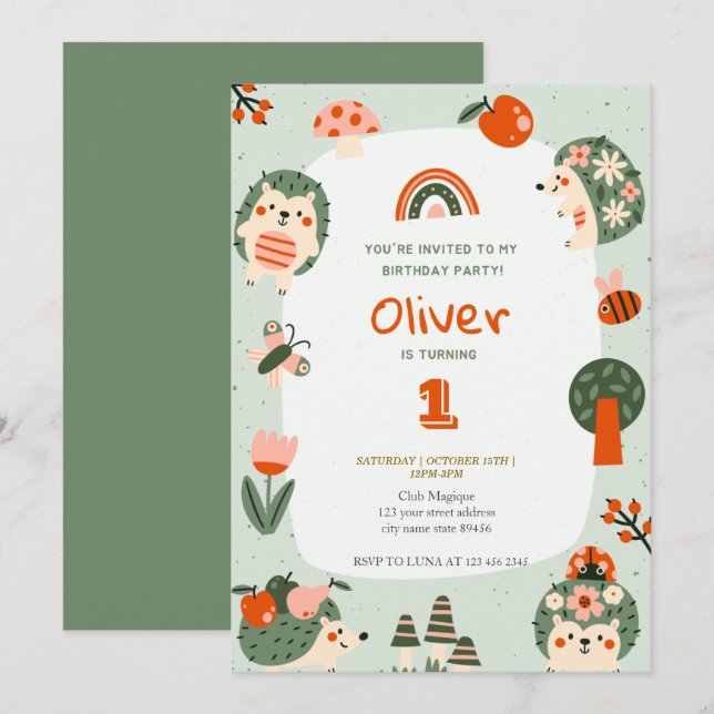 Cute Tropical Jungle Safari Wild One 1st Birthday Invitation (Front/Back)
