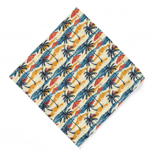 Cute tropical leaf beach umbrella tiled pattern  bandana (Front)
