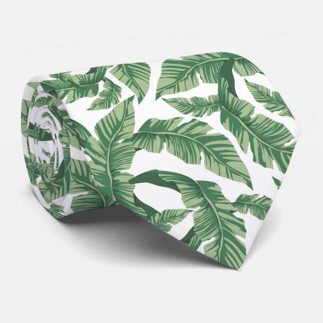 Cute Tropical leaf pattern tie (Rolled)