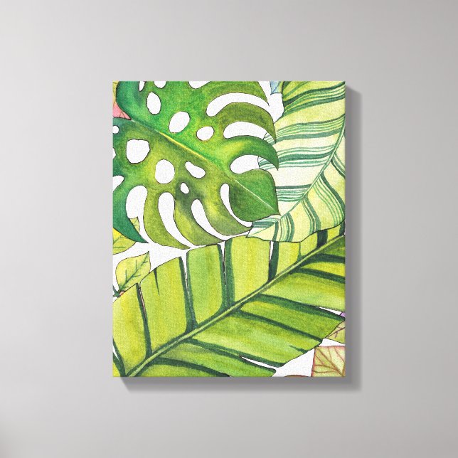 Cute Tropical Leaves In Watercolor Canvas Print (Front)