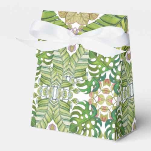 Cute Tropical Leaves In Watercolor Favor Boxes