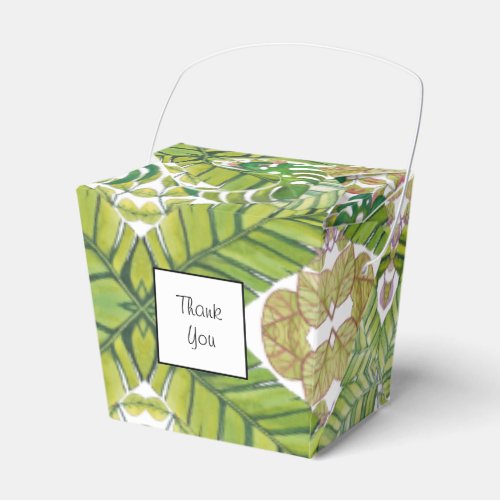 Cute Tropical Leaves In Watercolor Favor Boxes